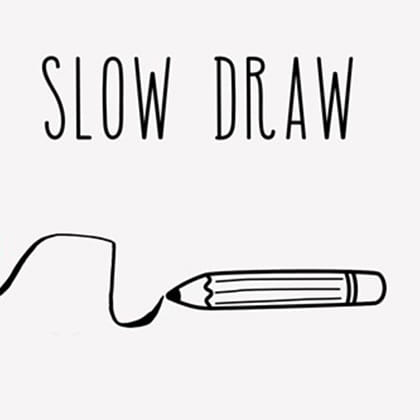 Slow Draw text with image of a drawn line and pencil
