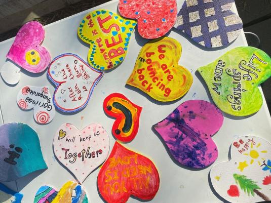 collection of painted hearts