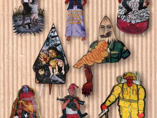 multiple carboard cutout puppets