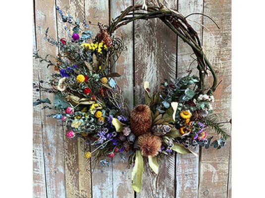 wreath made with native flowers