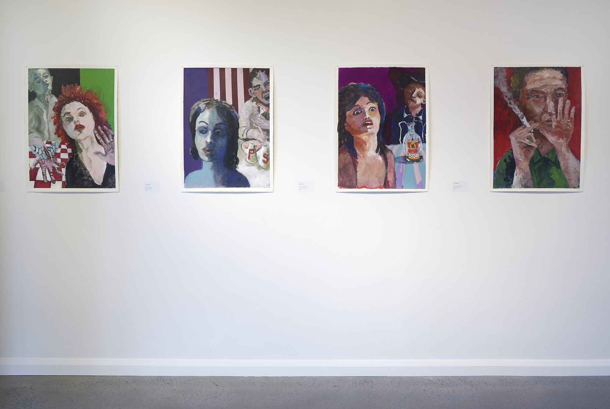 Install photograph of Chas Glover paintings