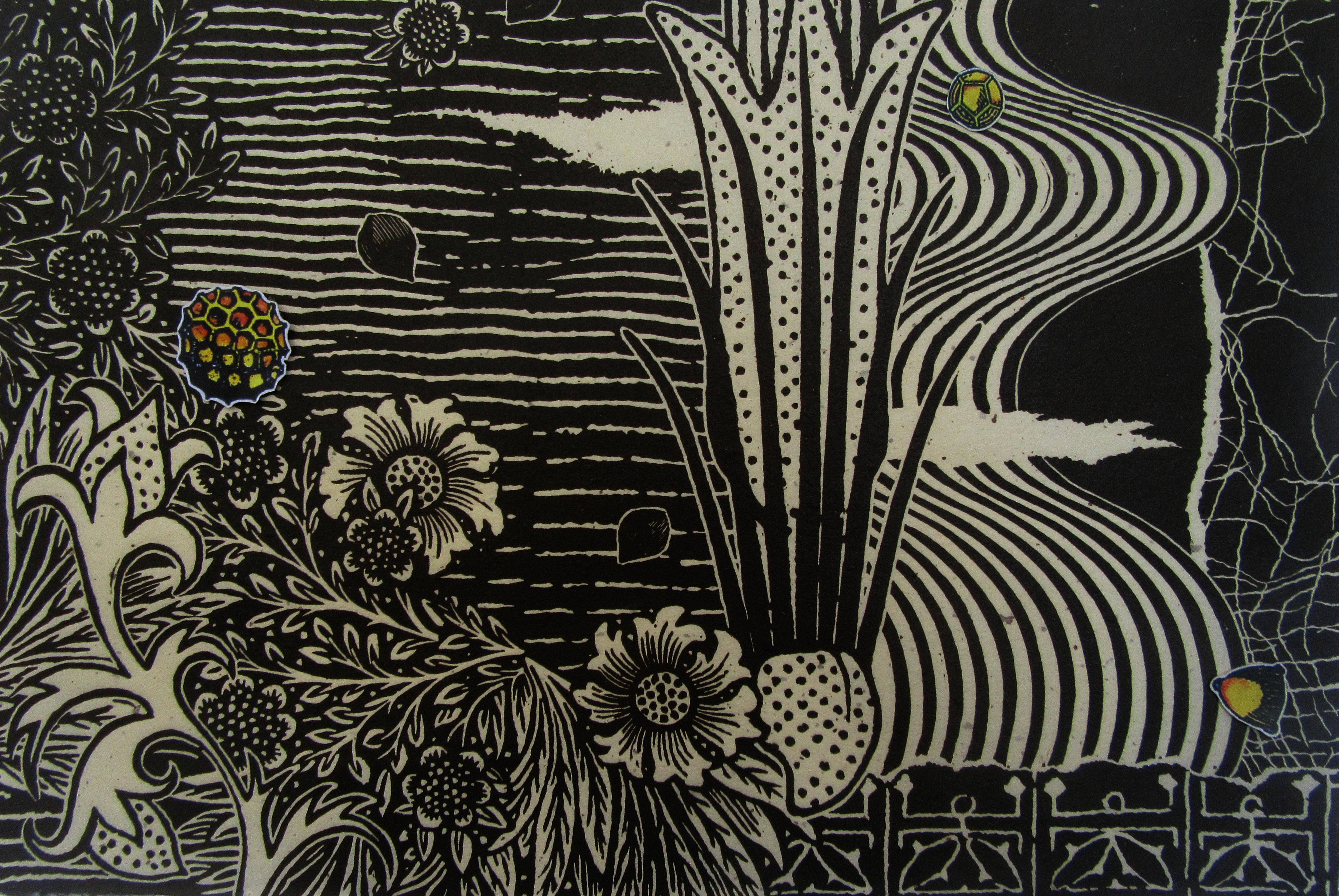 linocut image of plants