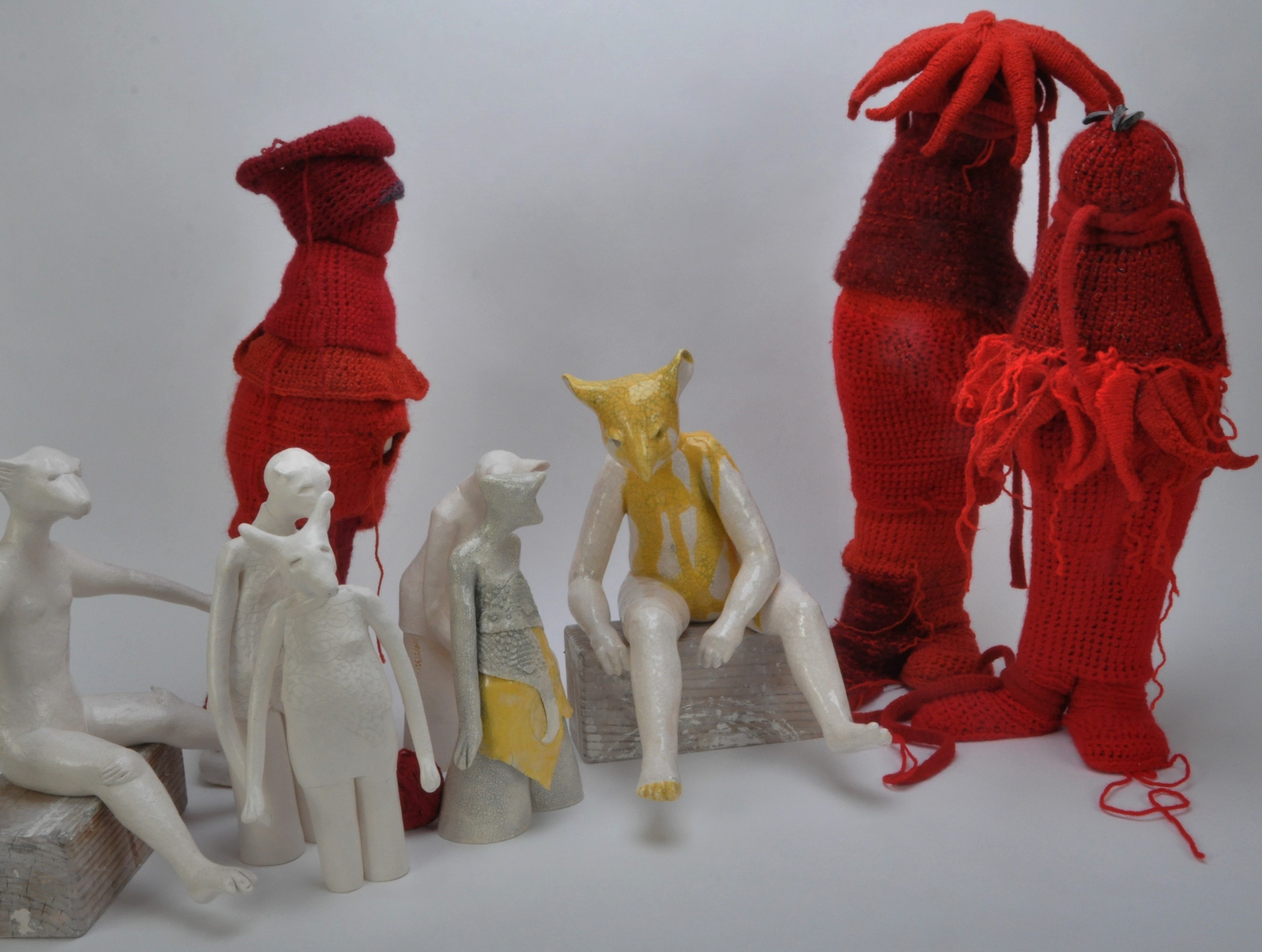 Multiple sculptures representing people