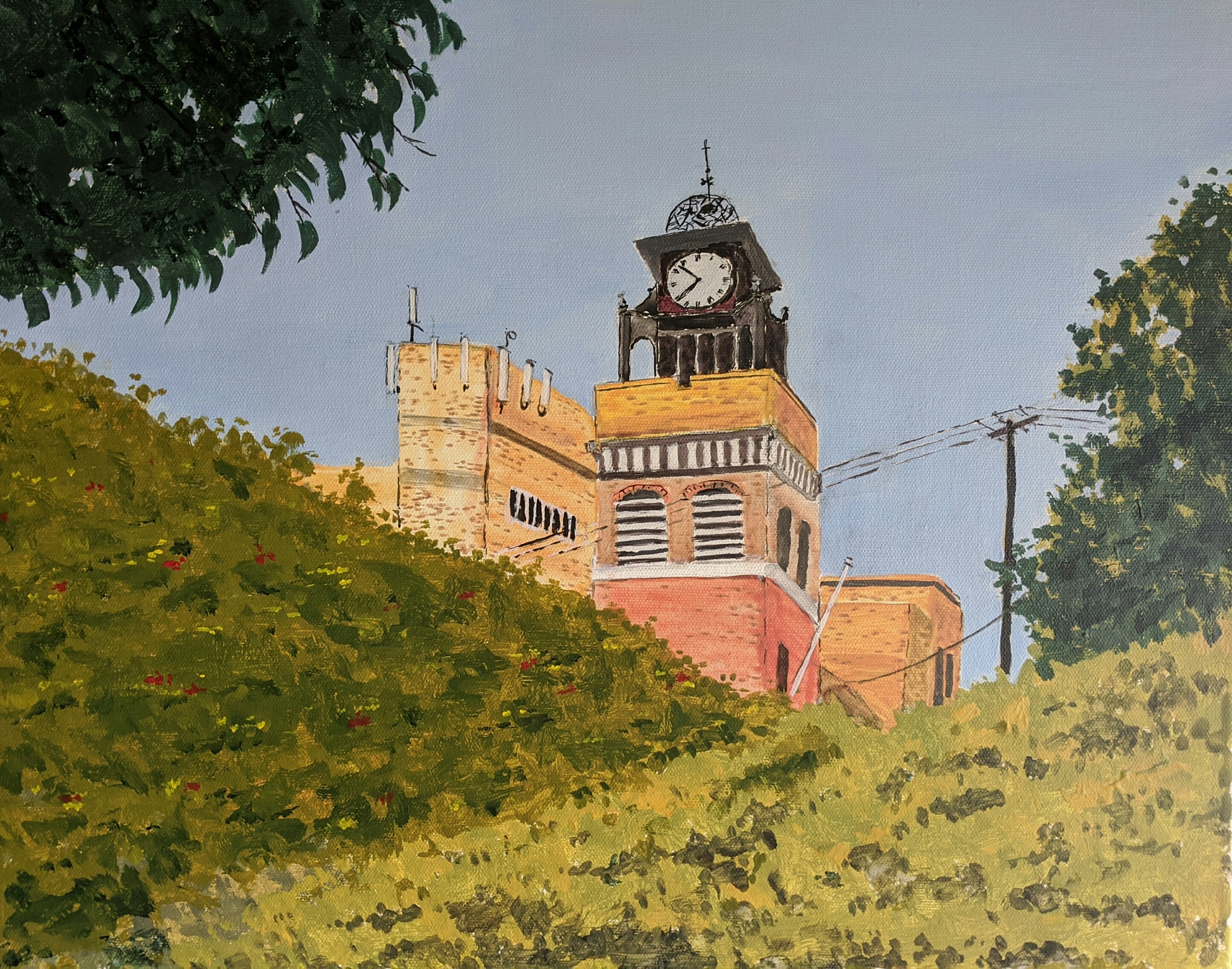 painting of Lismore post office clock tower
