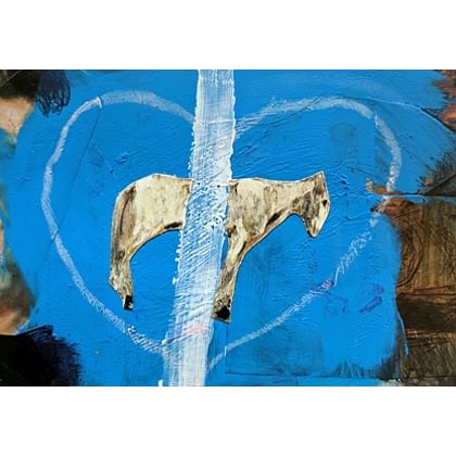 painting of a sheep in a  love heart with a line painted though it