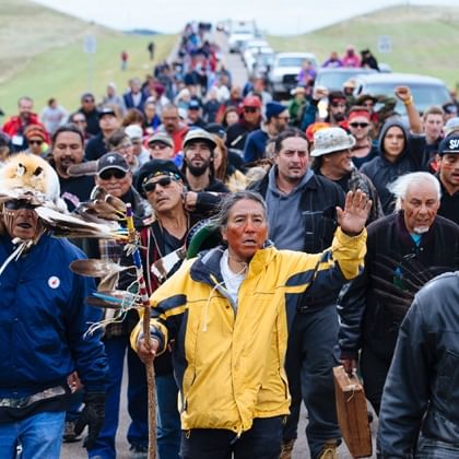 protest march against pipeline through