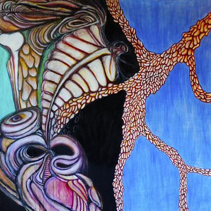 painting of cells infecting airways