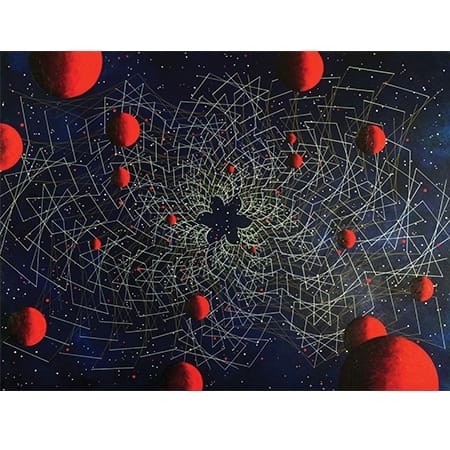 planets and stars with string art