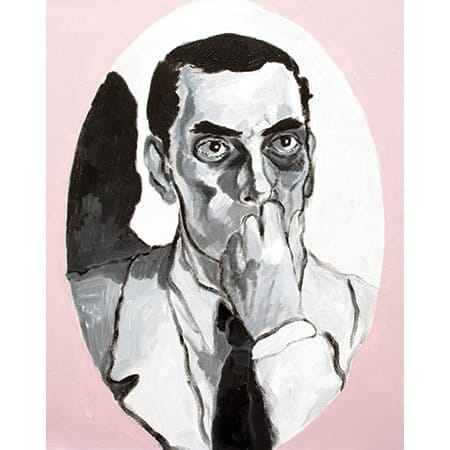 black and white painting of man