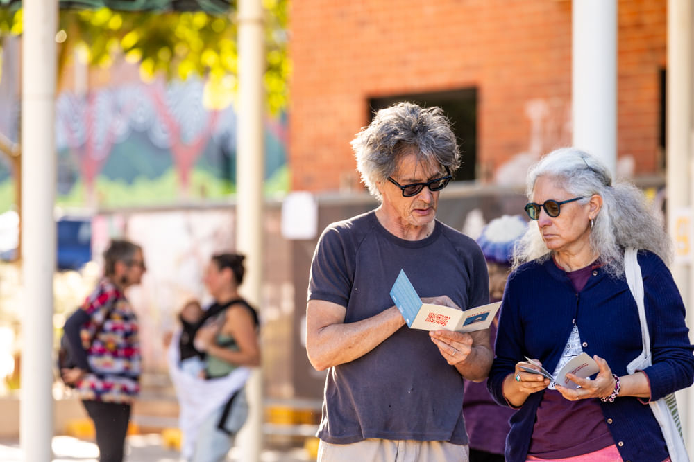 people outside the gallery
