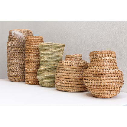 collection of woven baskets