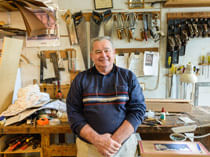 Geoff Hannah in his workshop