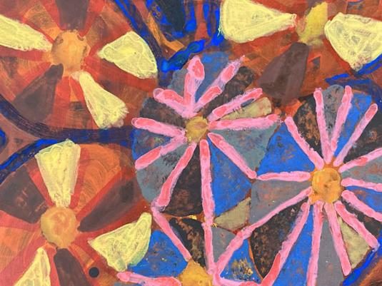 colourful painting with patterns in circular forms