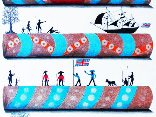 depictions of aspects of the disruptions to the lives of Indigenous people caused by colonisation