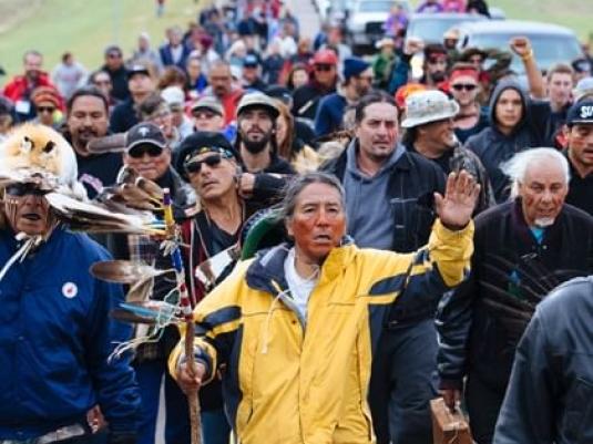 protest march against pipeline through