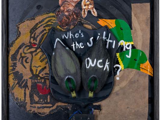 collage with duck, child, kangaroo and tiger