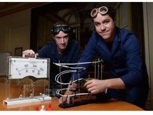 Jesse Stevens and Dean Petersen creating kinetic artworks